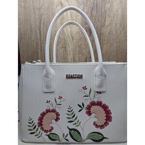 Kenneth Cole Reaction Purse Tote HandBag White/With Floral Print Double Handles